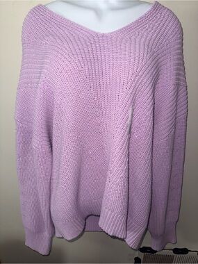 Sonoma Light Lavender Off-Shoulder Knit Sweater